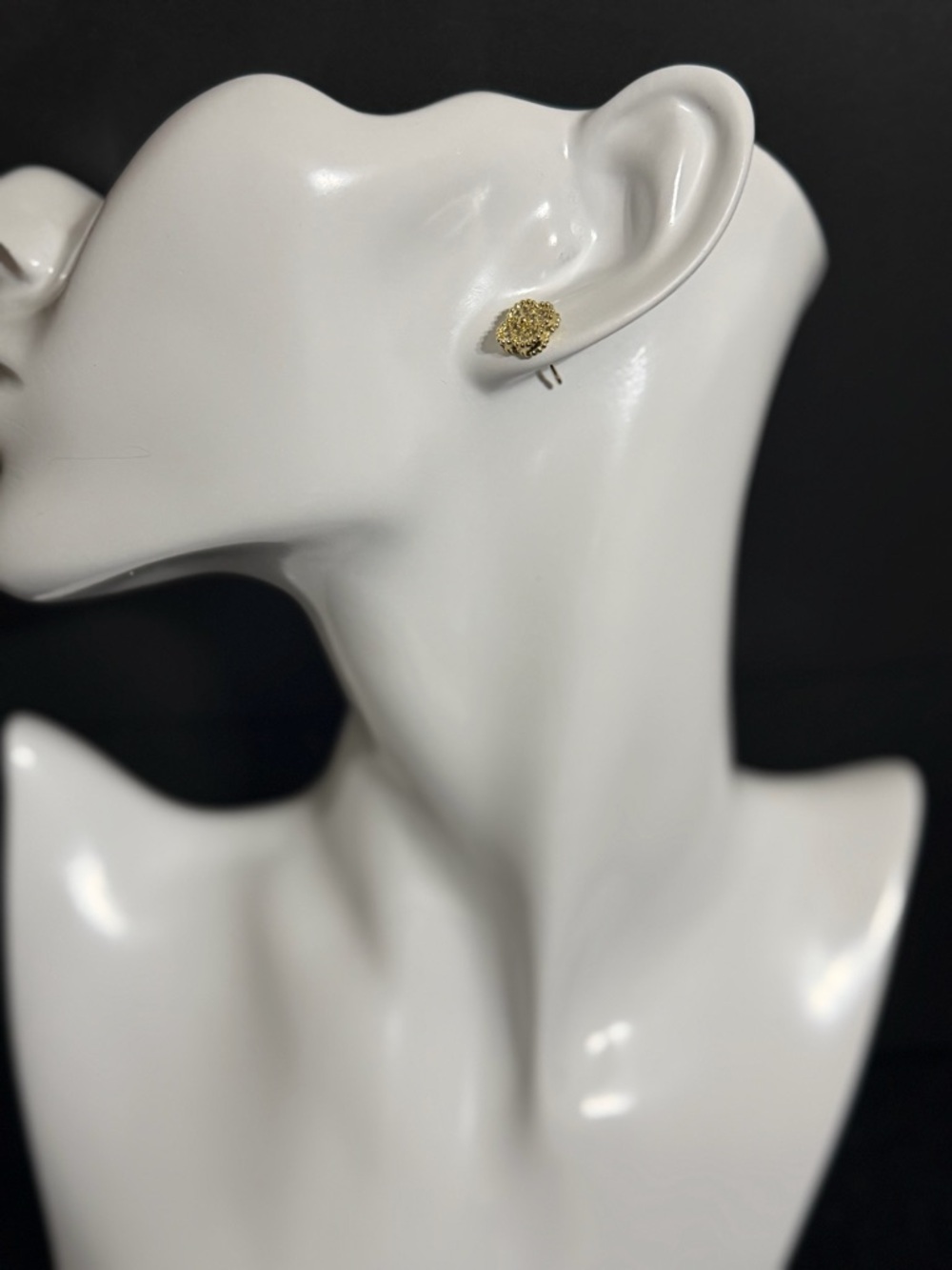 14k gold finish Gold Textured clover Stud Earrings - Women Jewelry